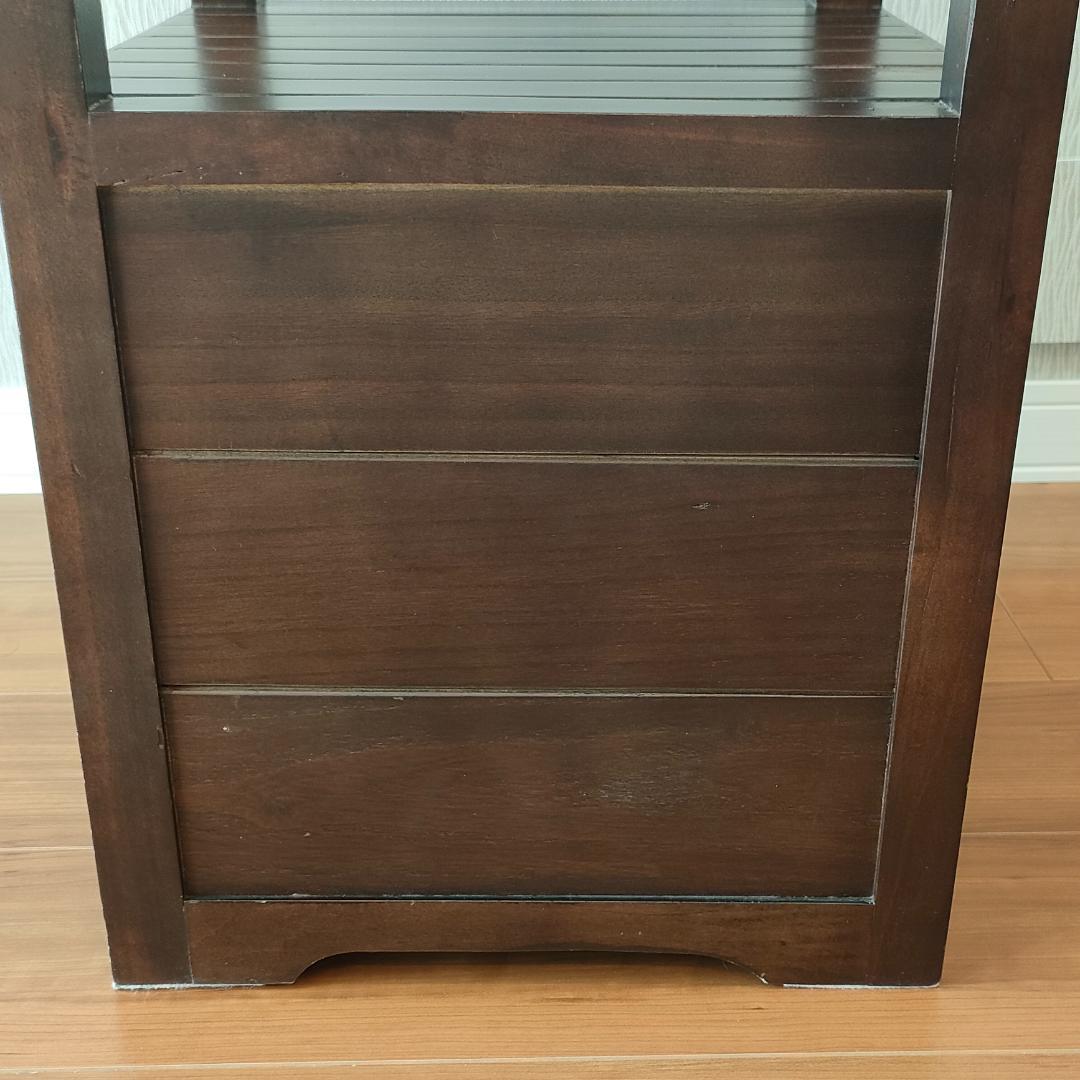 アンティーク　キャビネット　ガラス天板　引き出し4杯