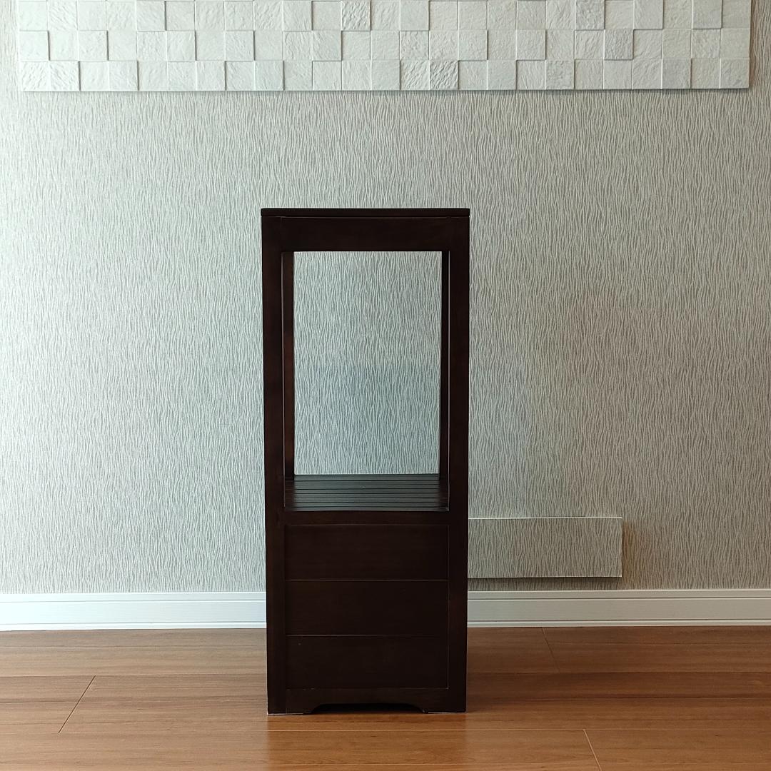 アンティーク　キャビネット　ガラス天板　引き出し4杯