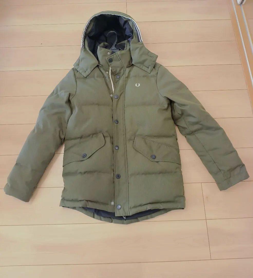 FRED PERRY フード付きダウンジャケット Sサイズ オリーブ