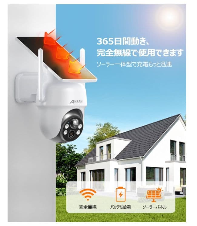 400万高画素防犯カメラセット・完全無線・64GBSDカード内蔵　工事不要