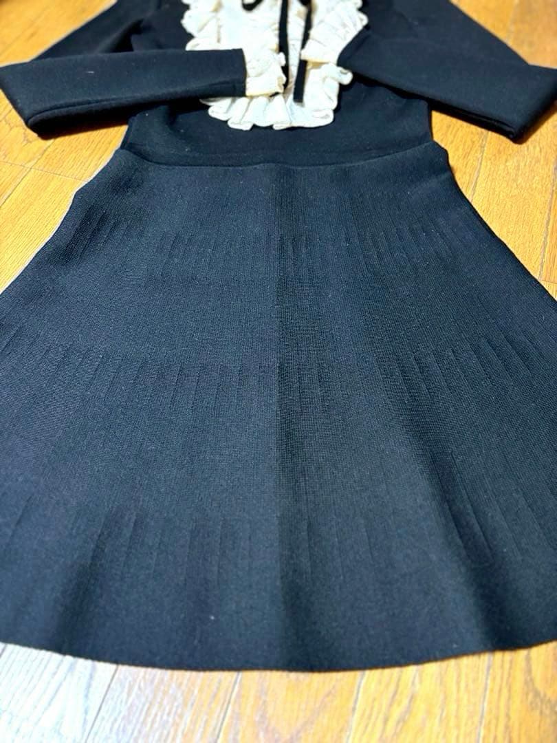 blugirl ブルマリン ブルーガール フリルニットワンピース　黒　40