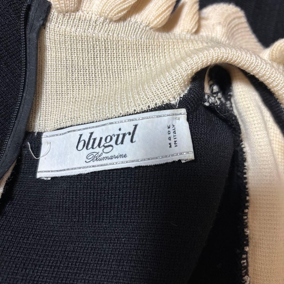 blugirl ブルマリン ブルーガール フリルニットワンピース　黒　40