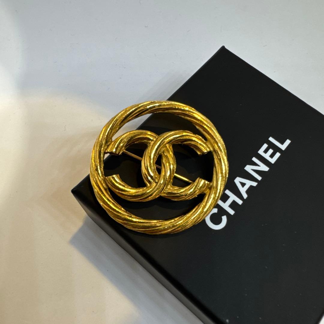 【美品】CHANELゴールドツイスト ブローチ CC ココマーク ヴィンテージ