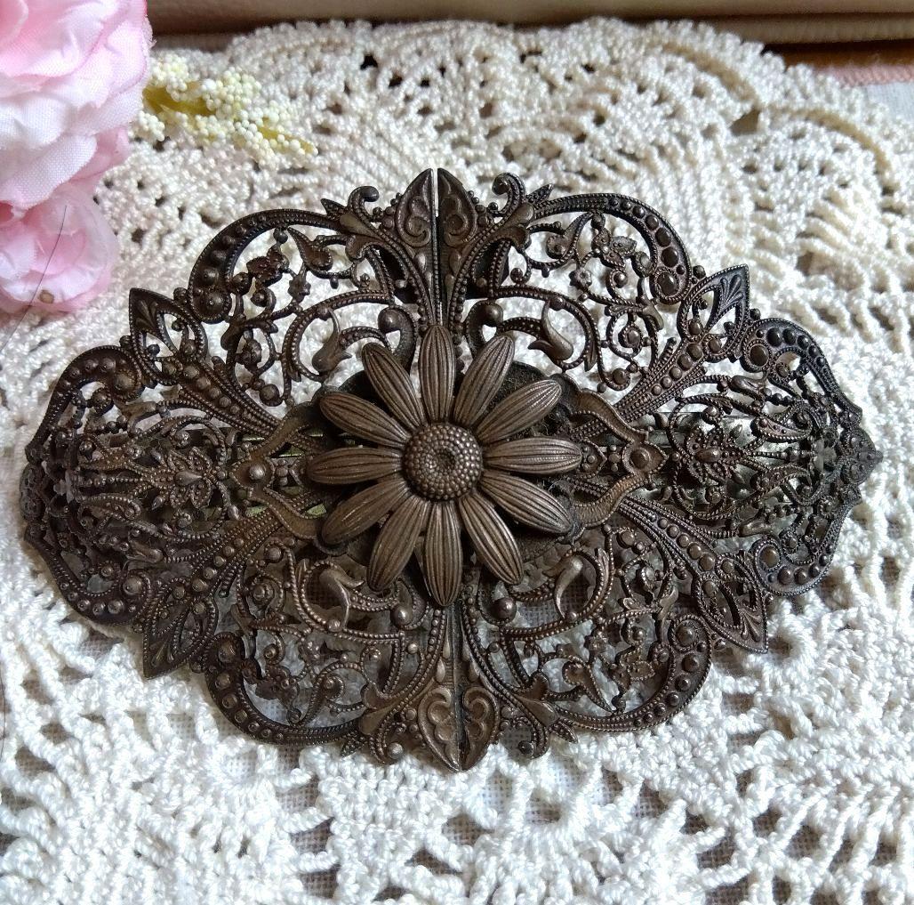 イマック ヴィンテージ バレッタ メタルレース フランス ヘアアクセサリー