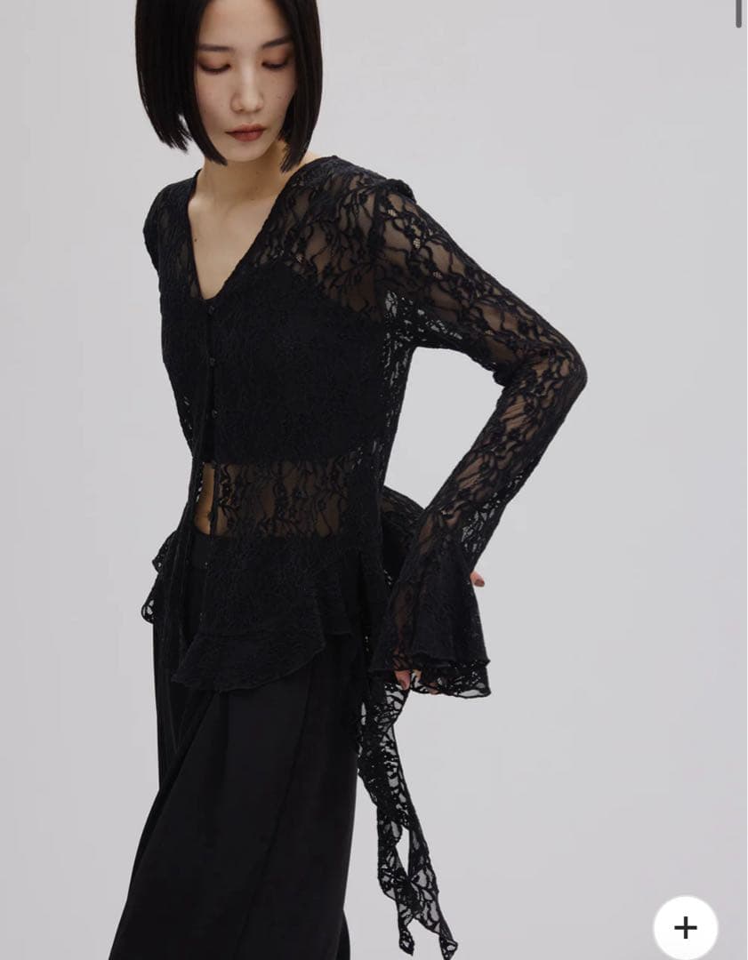 AMERI UND 2WAY CUT LACE FRILL TOPブラックF新品