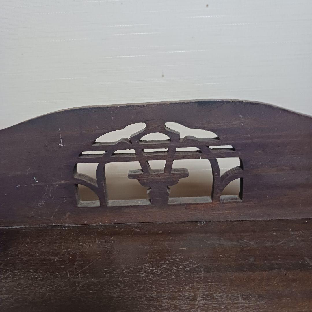 古道具　楔棚　本棚　透かし彫り