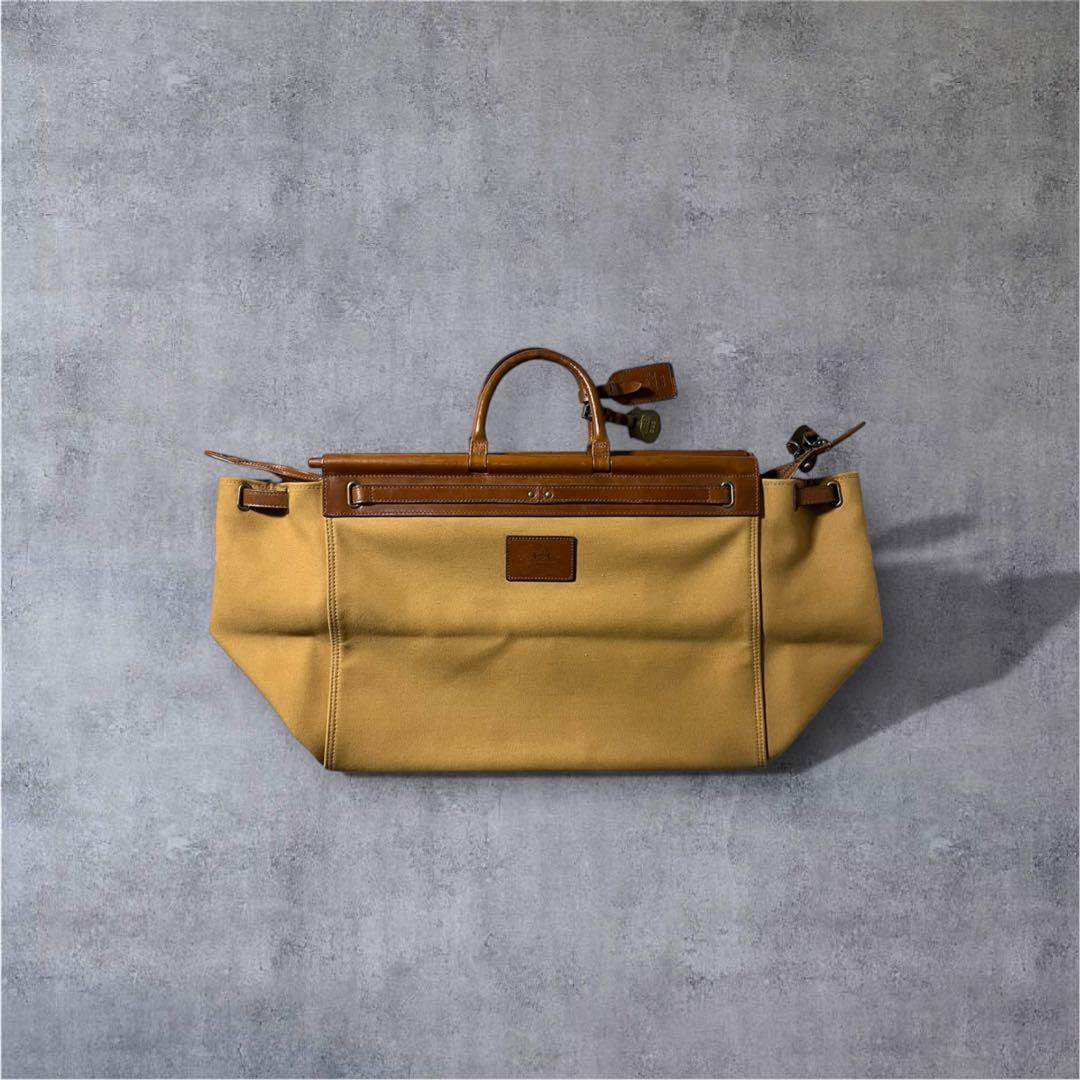 90s ポロラルフローレン サファリ ボストンバッグ キャンバス×レザー