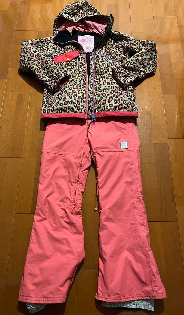 裏田⭐︎kissmark ヒョウ柄ジャケット S、ROXY ピンクパンツ M