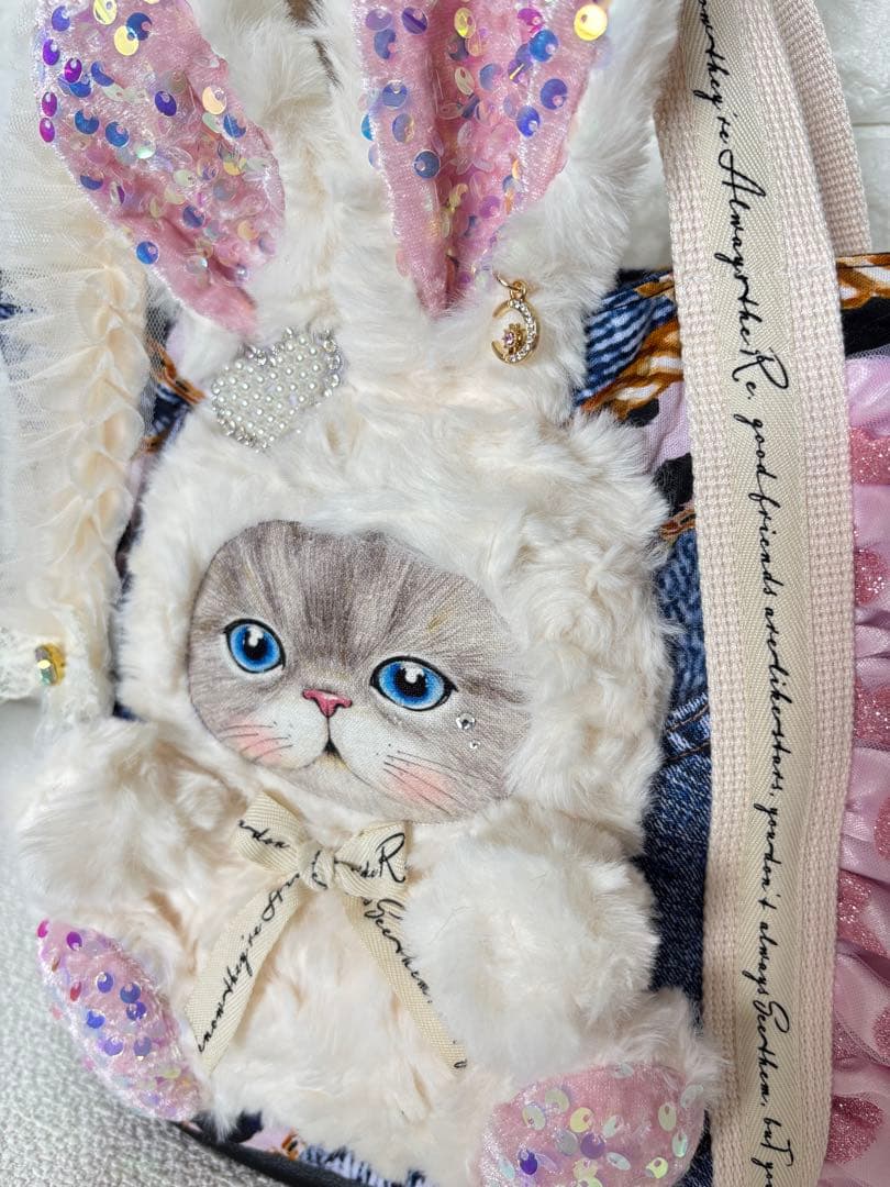 ト*助様 コヤンイサムチョン　ハンドメイド　丸底トートバッグ　デニムヒョウ柄　ル