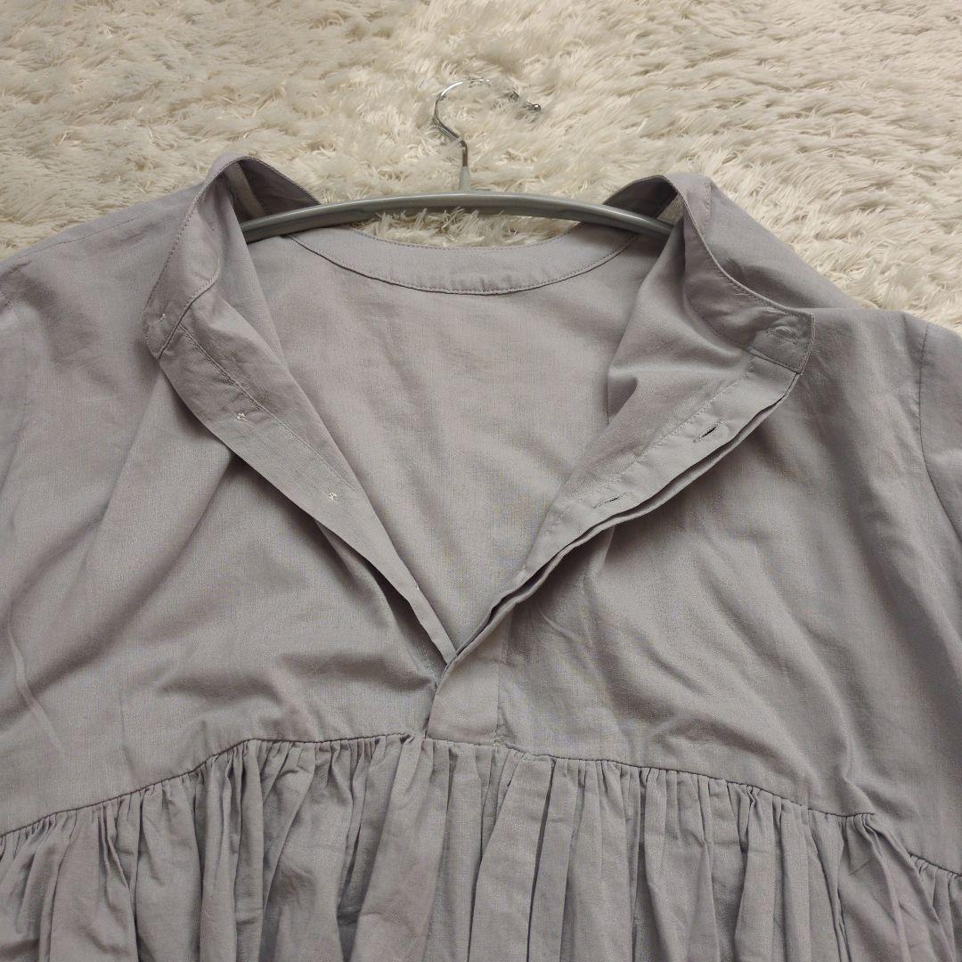 2024SS　ビアズリー 　ギャザー　チュニック　ワンピース　グレー