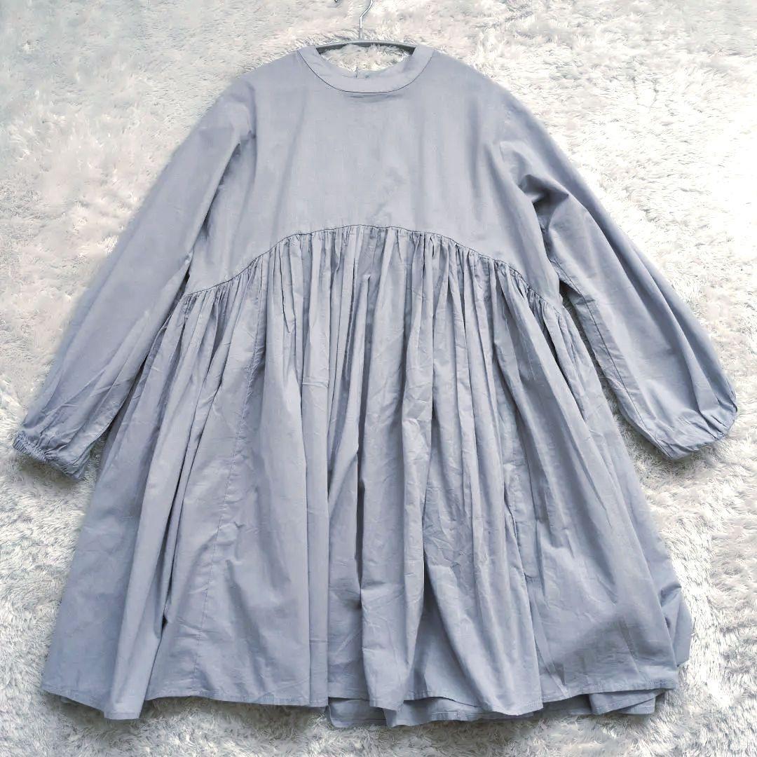 2024SS　ビアズリー 　ギャザー　チュニック　ワンピース　グレー