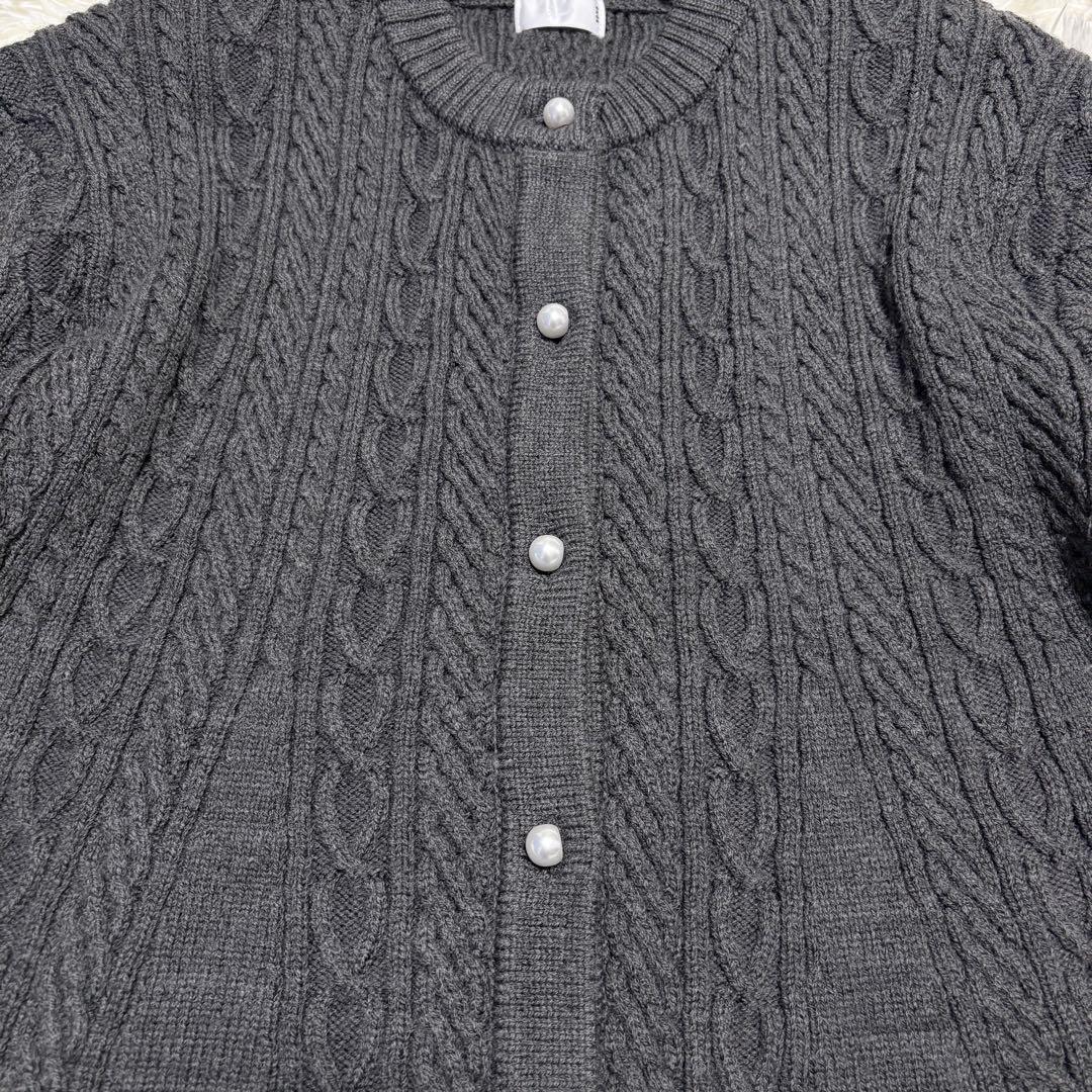 【美品】ソーノ 2024AW サークルフレアケーブルニットカーディガン ケーブル