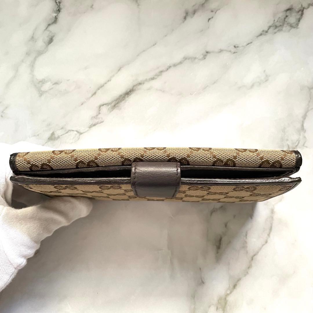 GUCCI グッチ GGキャンバス　メタルロゴプレート　長財布　美品0121-③
