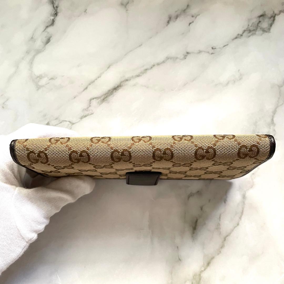 GUCCI グッチ GGキャンバス　メタルロゴプレート　長財布　美品0121-③