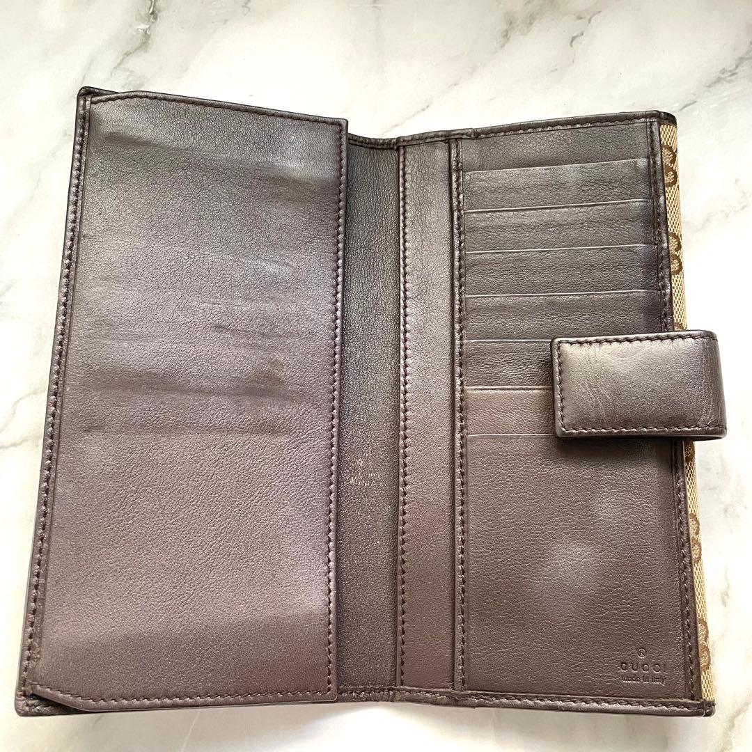 GUCCI グッチ GGキャンバス　メタルロゴプレート　長財布　美品0121-③