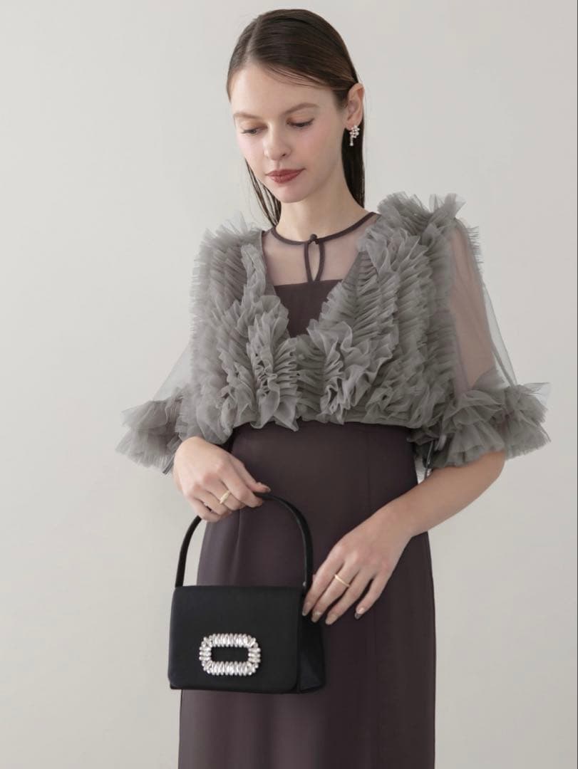 チュールフリルビスチェIラインワンピースドレス結婚式二次会パーティー成人式デート