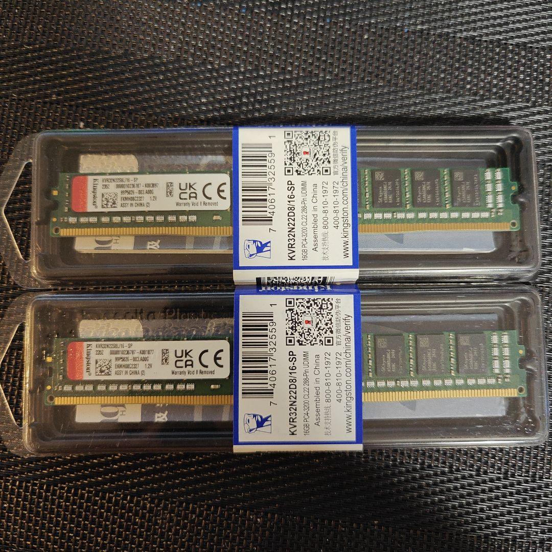 メモリ KVR32N22D8/16-SP 16GX2 ddr4 3200