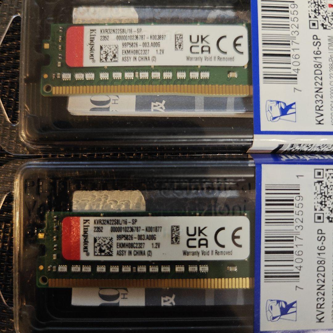 メモリ KVR32N22D8/16-SP 16GX2 ddr4 3200