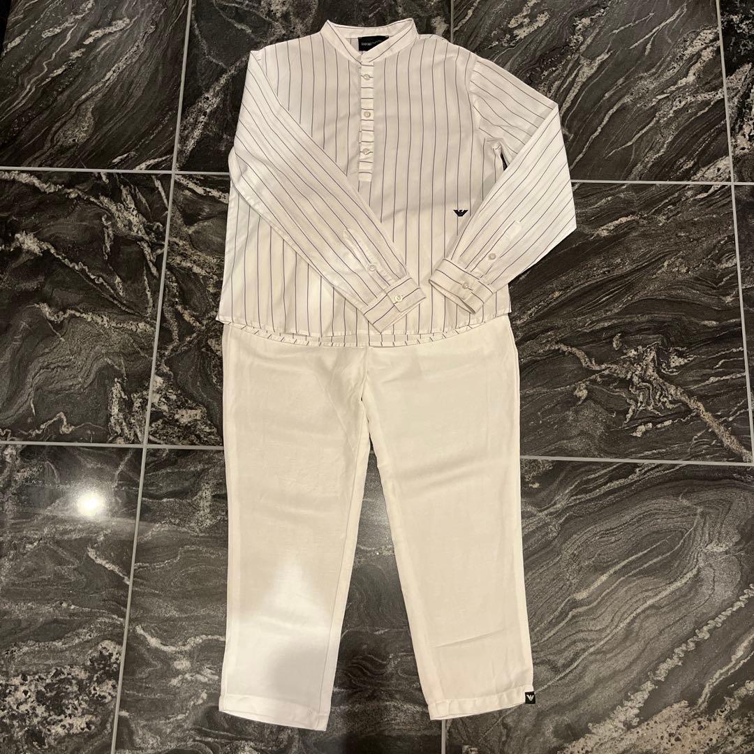 EMPORIO ARMANI ストライプ長袖シャツ 130cm &白パンツセット