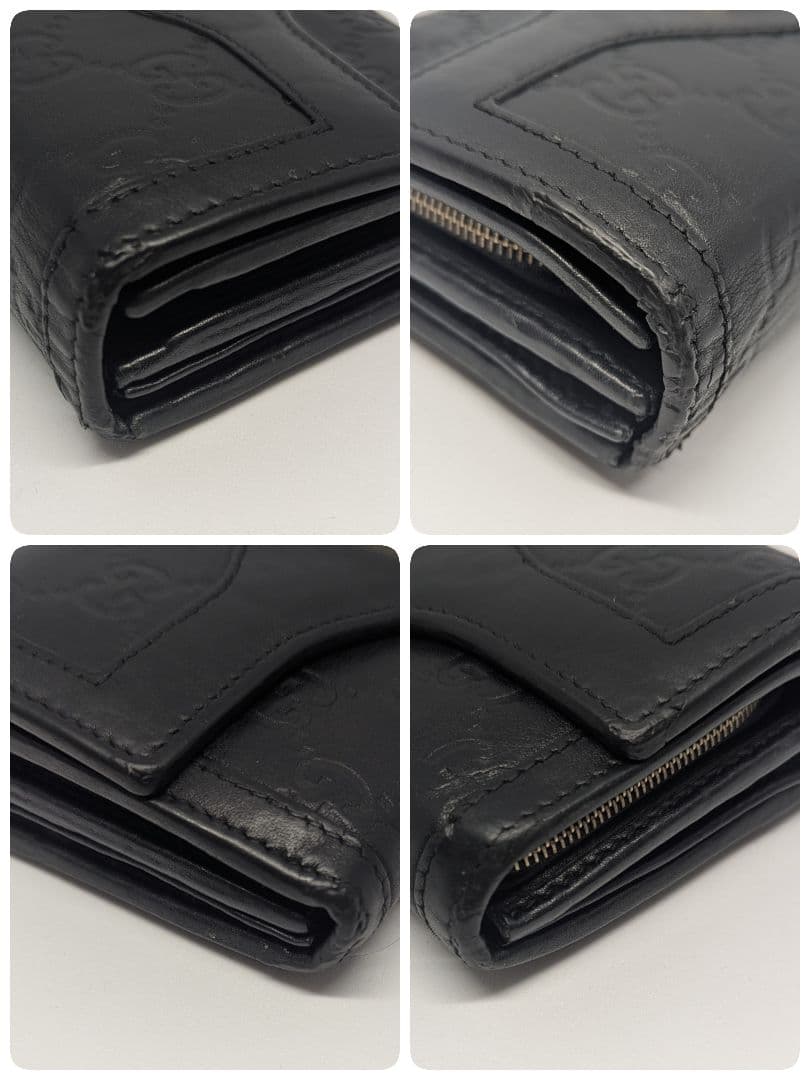 GUCCI　長財布　GG　レザー　シマ　スーキー　ゴールド　黒