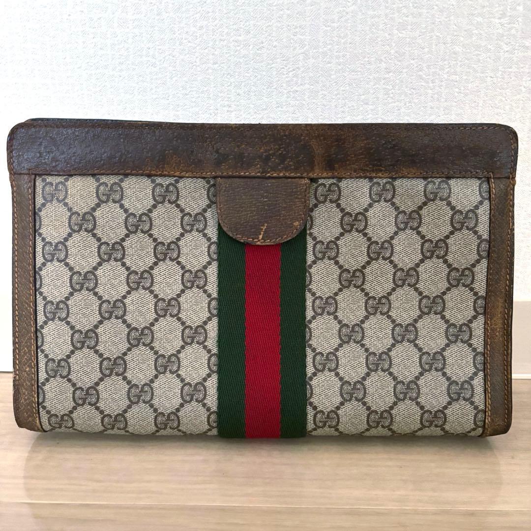 【本物】グッチ クラッチバッグ シェリーライン GGスプリーム PVCレザー