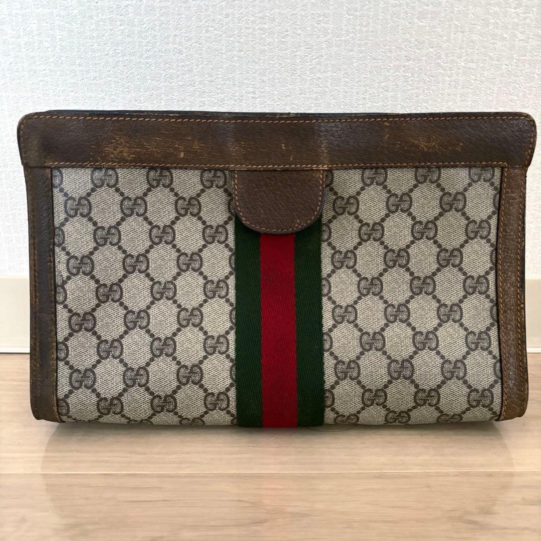 【本物】グッチ クラッチバッグ シェリーライン GGスプリーム PVCレザー