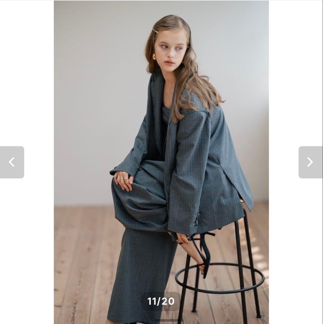 新品未着用　pois over jacket【ストライプ】