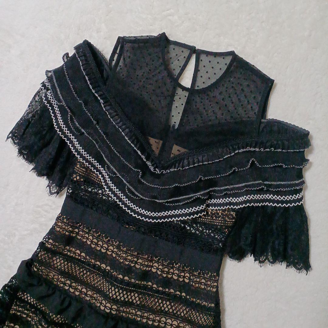 セルフポートレート self-portrait ドレス　ティアードワンピース　黒