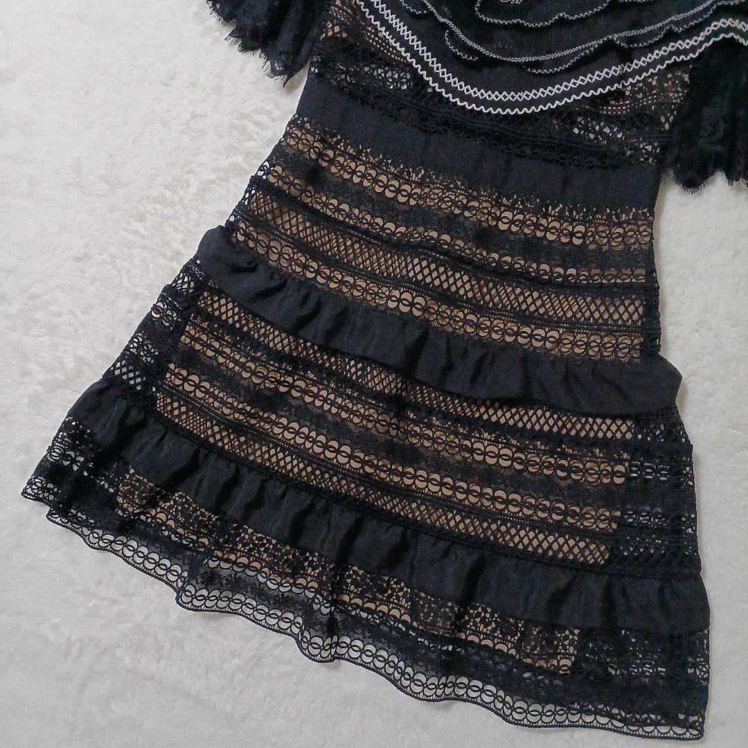 セルフポートレート self-portrait ドレス　ティアードワンピース　黒