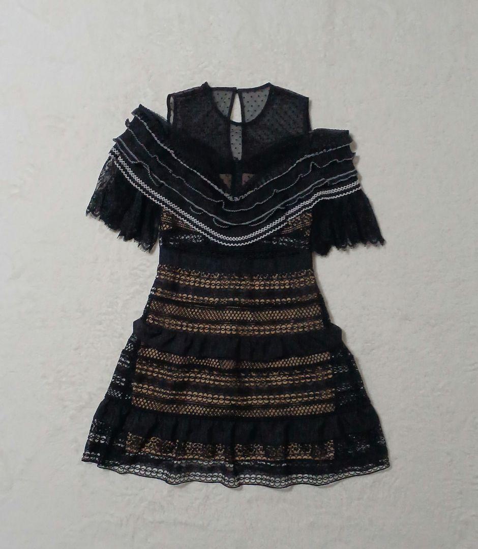 セルフポートレート self-portrait ドレス　ティアードワンピース　黒