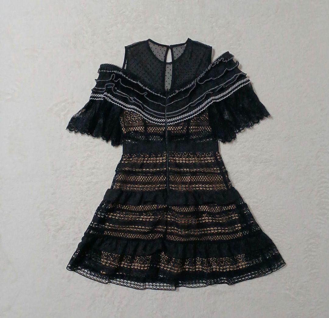 セルフポートレート self-portrait ドレス　ティアードワンピース　黒