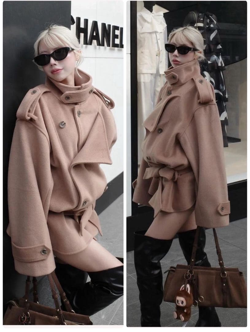 完全未開封ダーリッチ大人気ドロップショルダージャケットコートキャメルフリーL