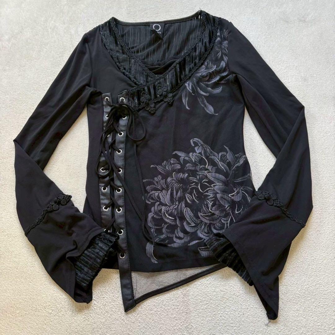 OZZ ONESTE オッズオン 長袖トップス レースアップ チャイナ 和柄 花