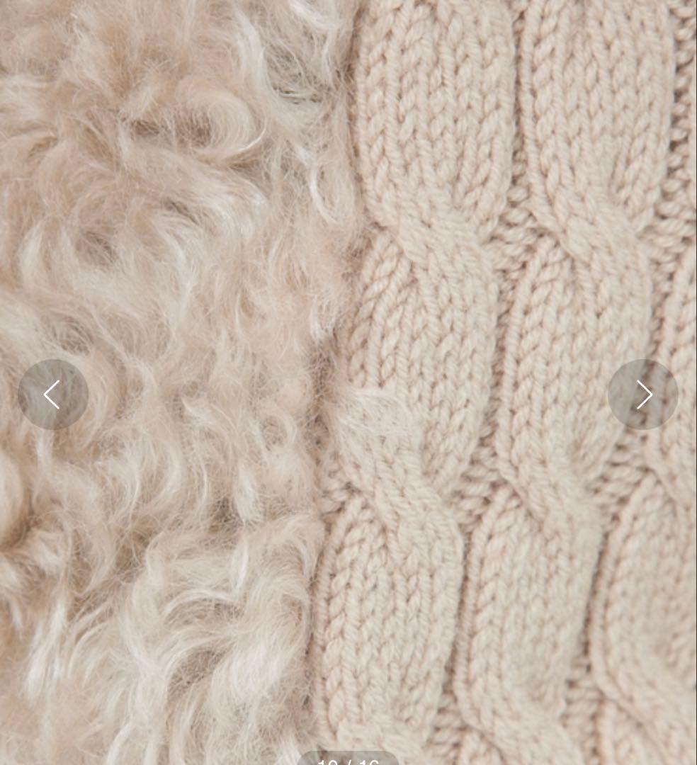 自由区 テディファー コンビ ニット カーディガン 異素材 モヘヤ　38