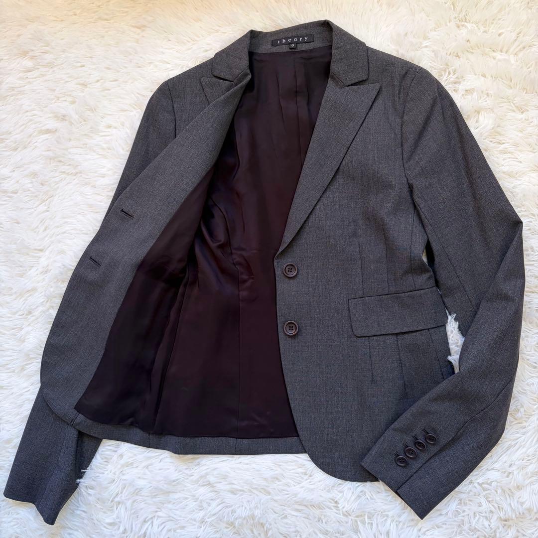 【極美品】 セオリー スーツ セットアップ 日本製 スカート Aライン グレー