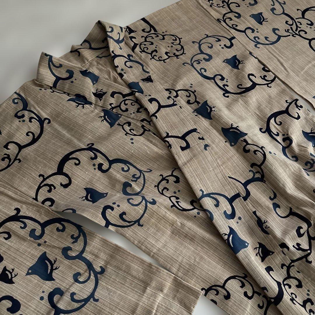 浴衣　奥州小紋　木綿　千鳥柄ゆかた（未着用）