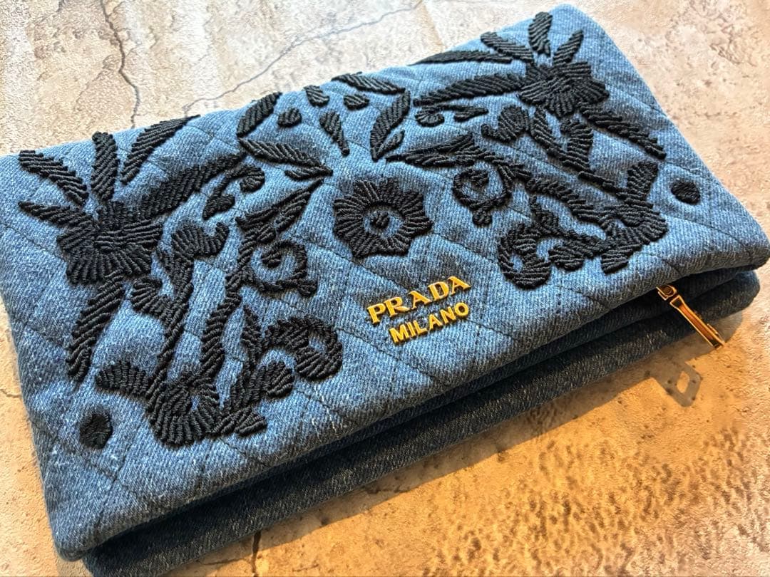 PRADA デニム　クラッチバッグ　美品