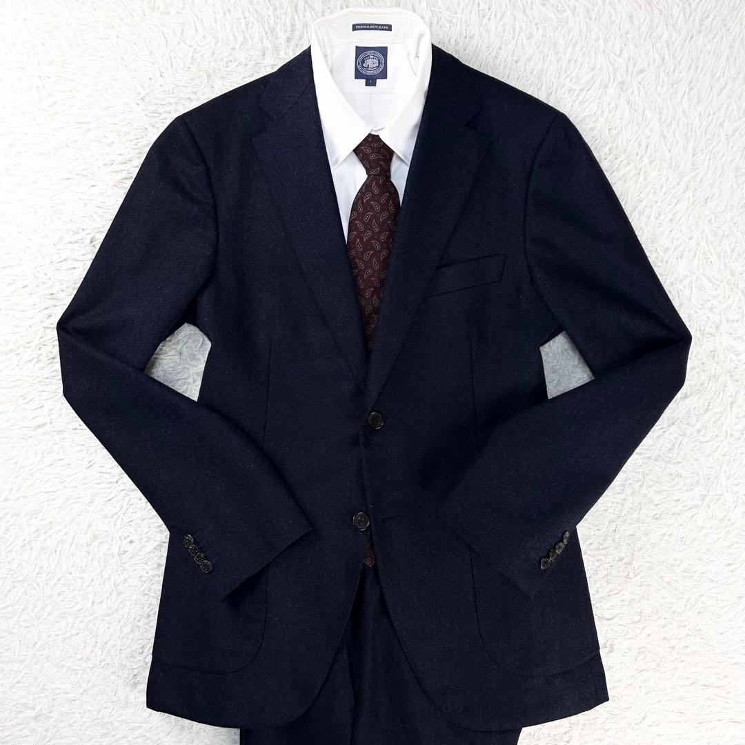 super100's トラベル メランジフランネル アンコン ベルベスト スーツ