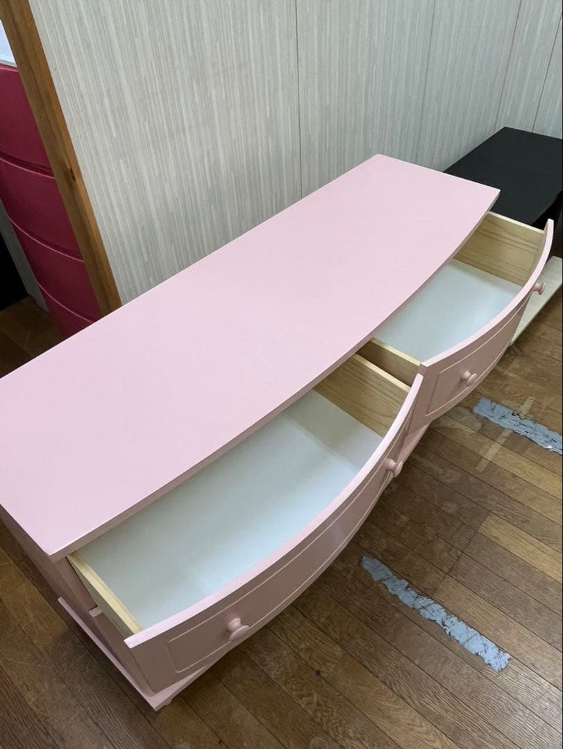 可愛い ピンク ローチェスト 3段×2 衣類 お姫様 家具 収納
