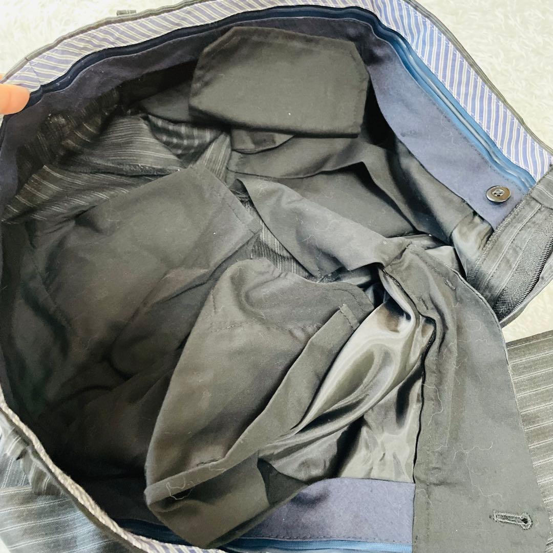 美品◆ムッシュニコル　スーツ　セットアップ　光沢　裏地ペイズリー　ストライプ46