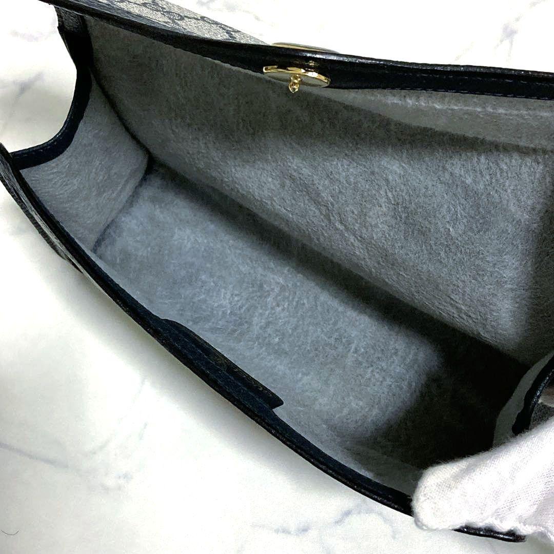 極美品 GUCCI クラッチバッグ シェリーライン インターロッキング ネイビー