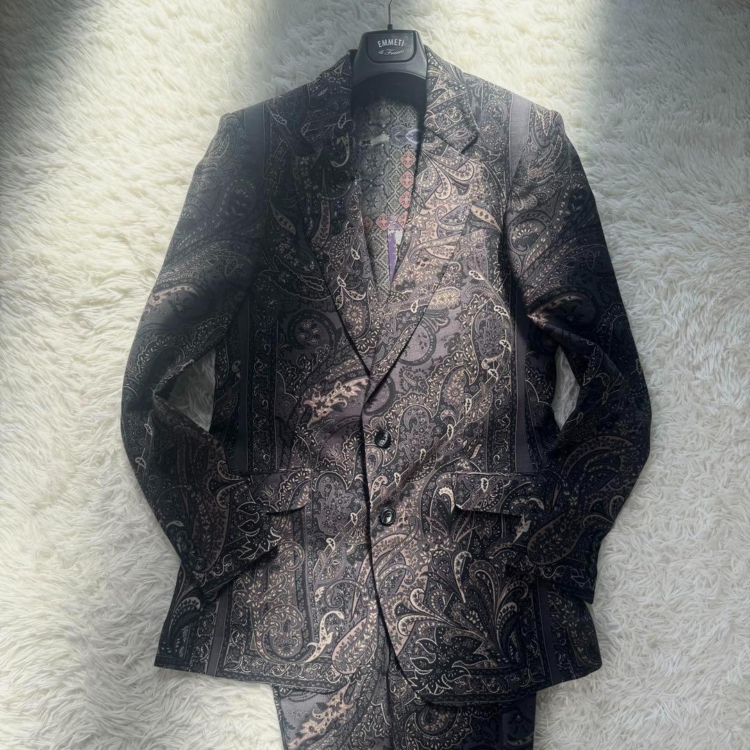 【極美品‼︎超希少】エトロ　スーツ　セットアップ　ペイズリー　総柄　シルク混