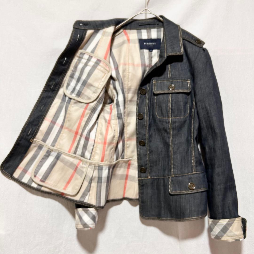 美品 バーバリー ロンドン デニムジャケット メガチェック ロゴボタン アウター