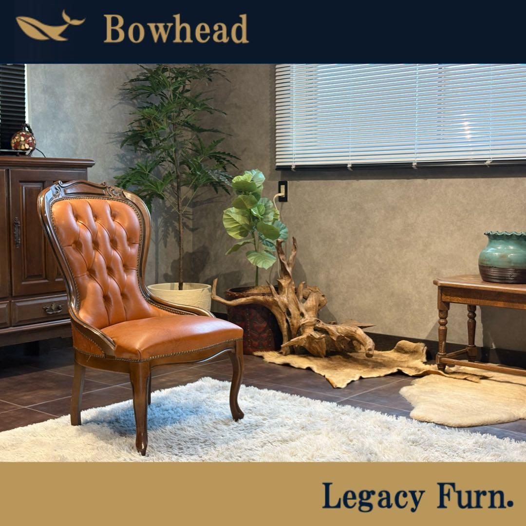 希少　アンティーク　クラシック　鋲打ち　猫脚　ボタンダウン　レザーチェア　GG