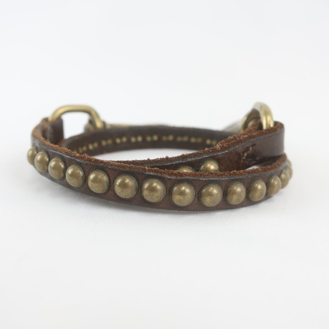 HTC 本革 レザー スタッズ ウォレットチェーン ブラウン メンズ