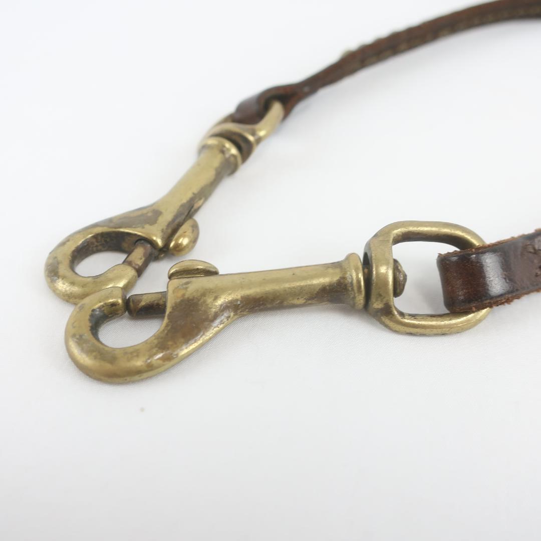 HTC 本革 レザー スタッズ ウォレットチェーン ブラウン メンズ