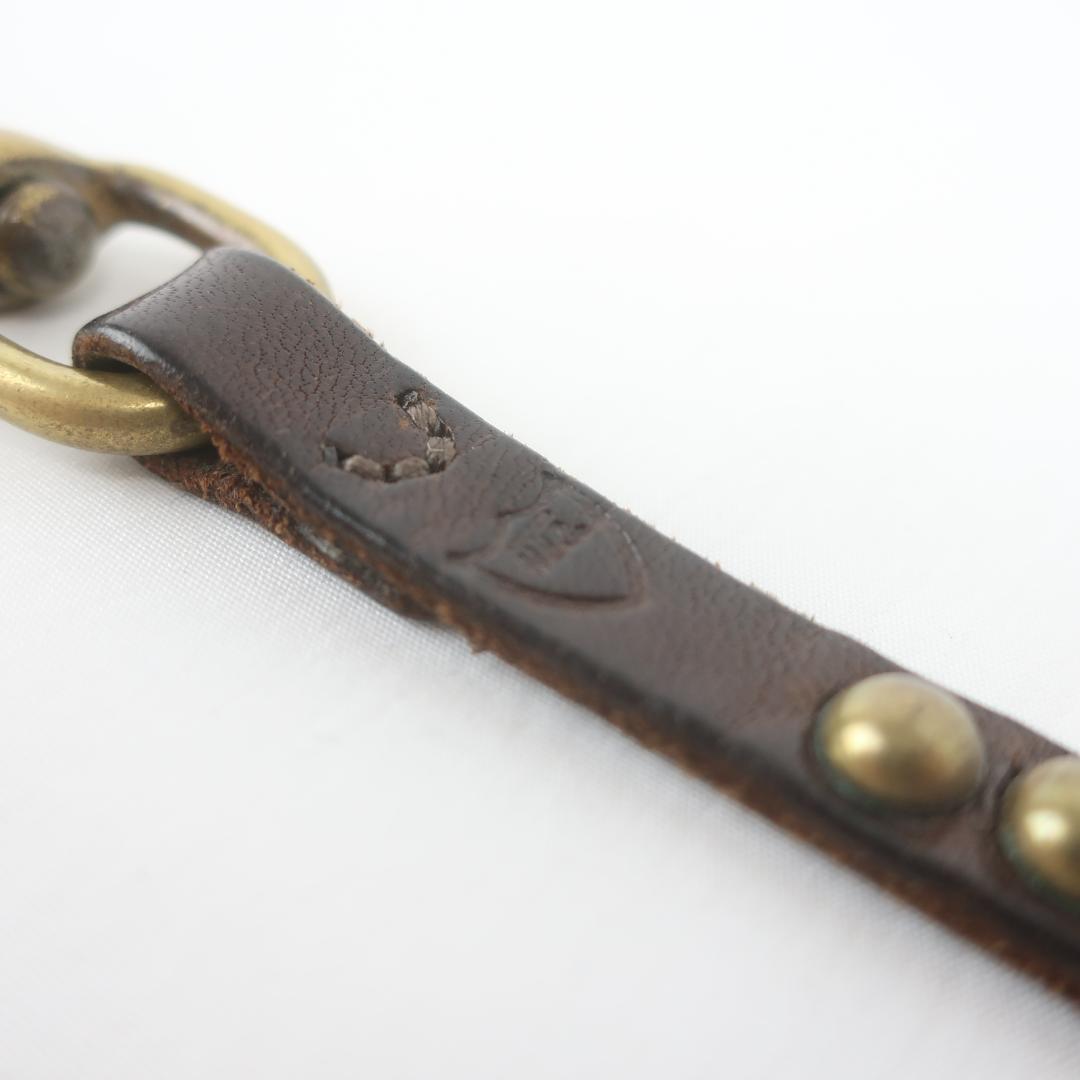 HTC 本革 レザー スタッズ ウォレットチェーン ブラウン メンズ