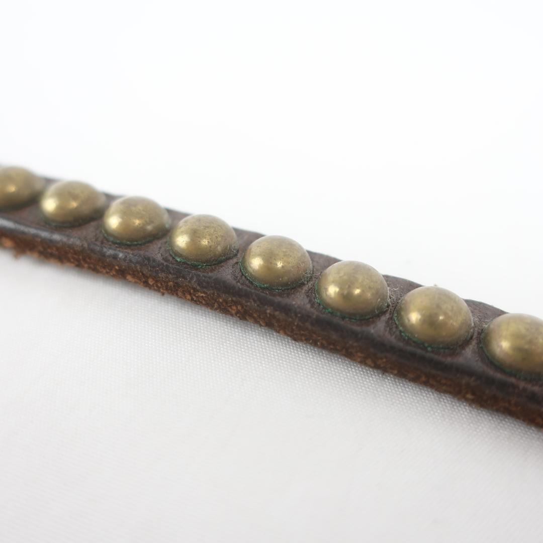 HTC 本革 レザー スタッズ ウォレットチェーン ブラウン メンズ