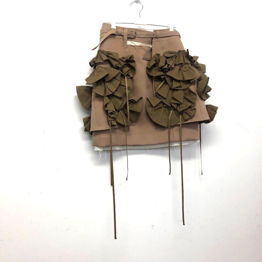 プランクプロジェクト　フリル付きラップミニスカート　リボン付　ベルト付　裏地あり