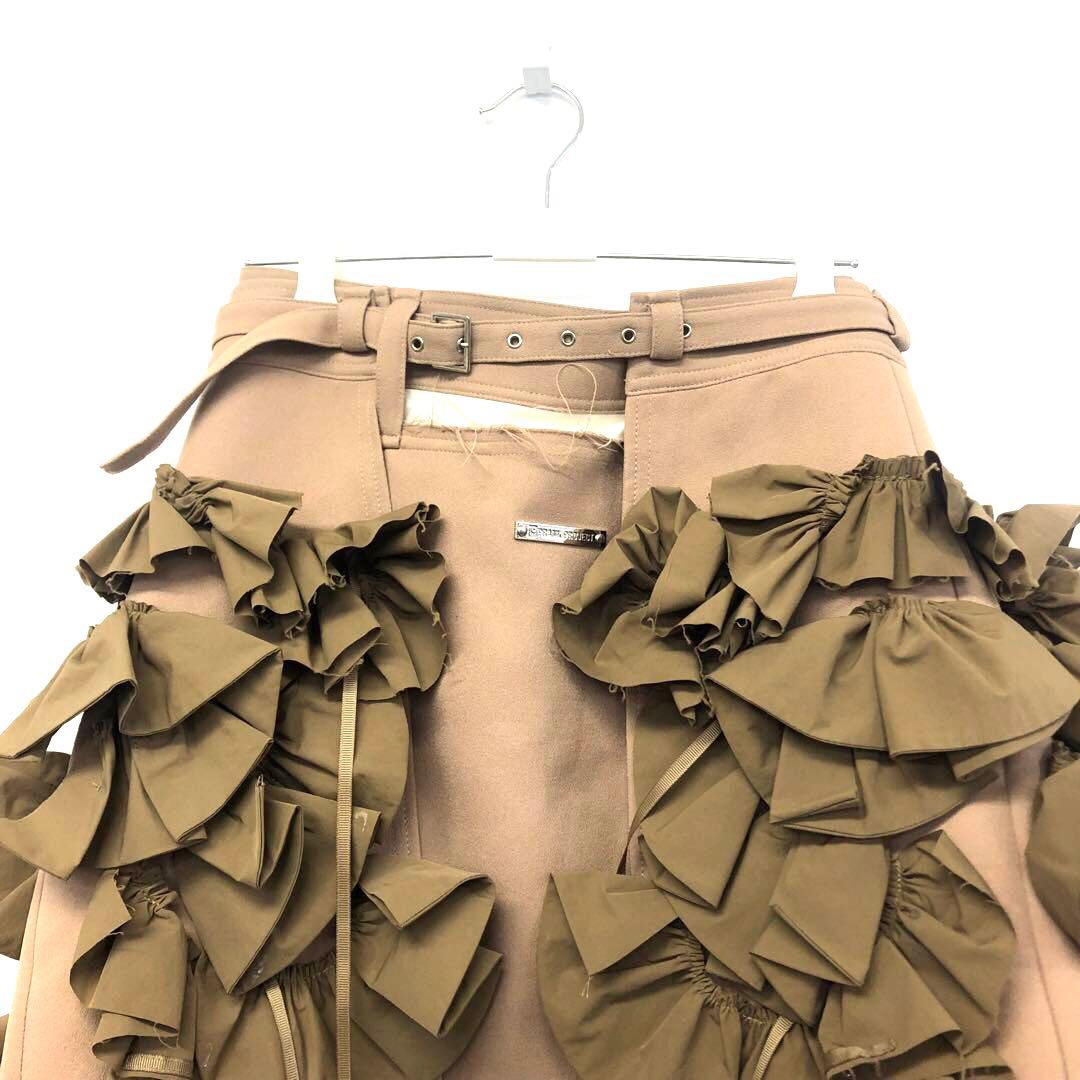 プランクプロジェクト　フリル付きラップミニスカート　リボン付　ベルト付　裏地あり